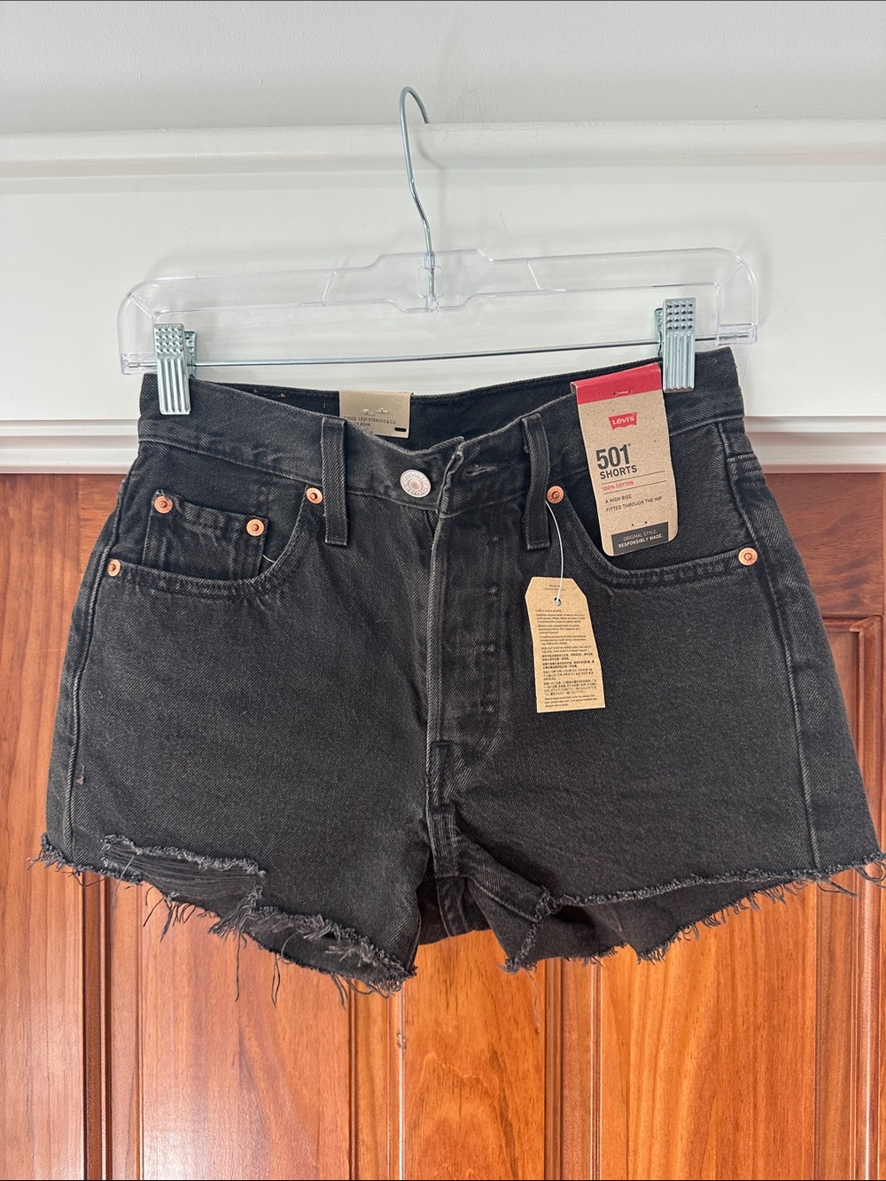 Levi's Black 501 Cutoff Denim Shorts NWT